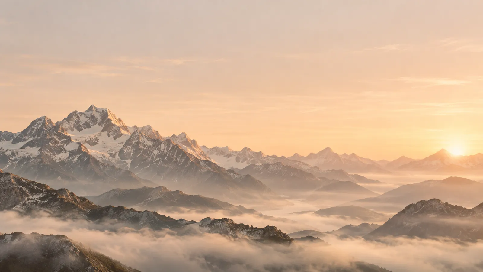 Alpenpanorama im Morgennebel